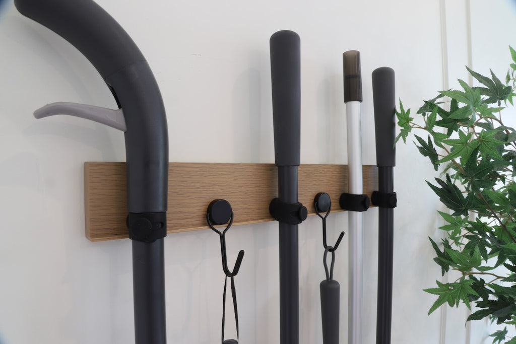 Mop Rack & Broom Rack – 17" Wooden Customizable Magnetic Wall Organizer