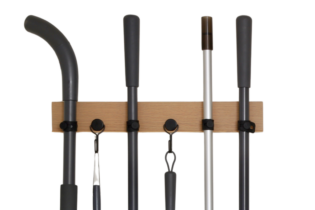 Mop Rack & Broom Rack – 17" Wooden Customizable Magnetic Wall Organizer